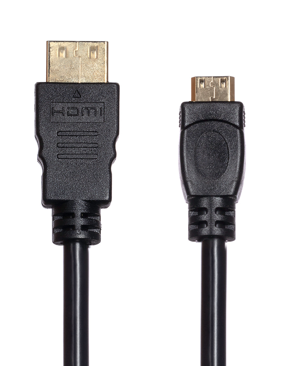 HDMI cable with one male and one female connector on a white background