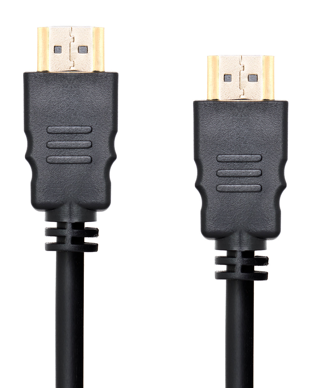 HDMI cable with black connectors on a white background